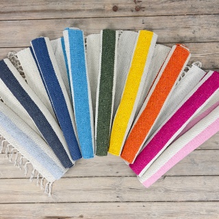Nautical striped cotton rectangle rugs in 9 vibrant colours 60cm x 90cm